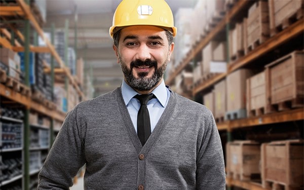 Exporter man in a warehouse