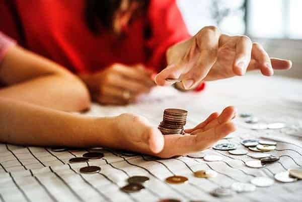 self-employed person counting money