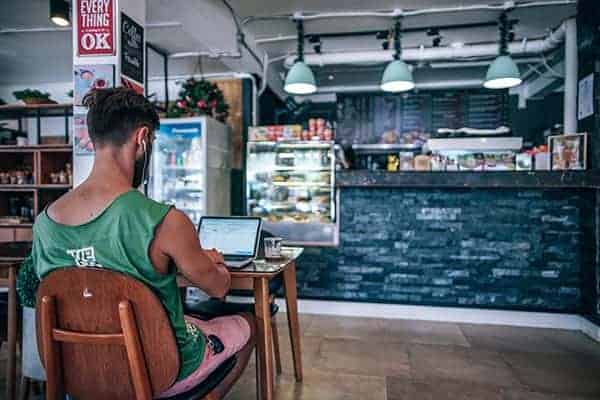 part time freelance woman sat at computer