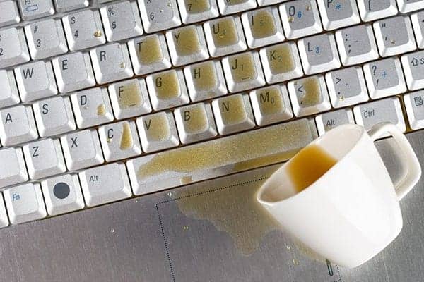 A drink spilt on a keyboard can damage your client's property and lead to a public liability insurance claim