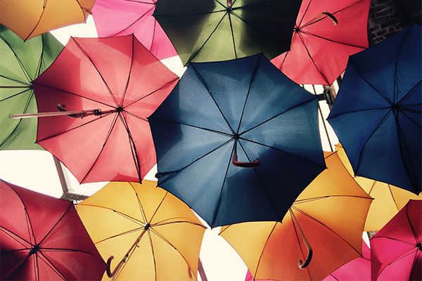 Business insurance for consultants - An array of umbrella, metaphorically representing the protection insurance provides.