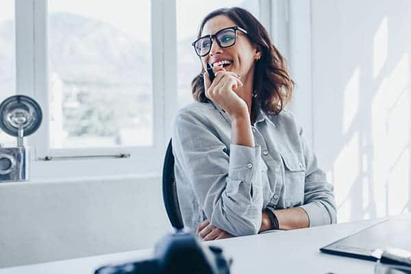 Female creative professional at her desk