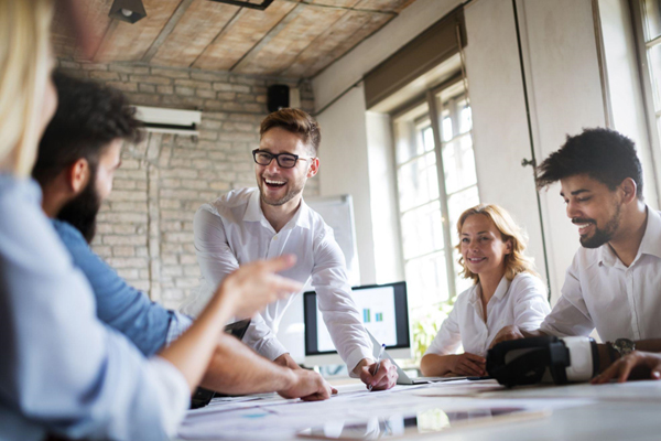 Motivated business people collaborating in an office