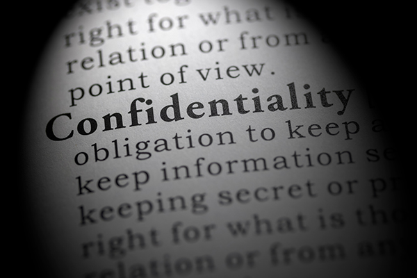 Dictionary definition of confidentiality